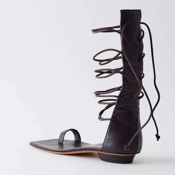 Tibi Cassius Lace Up Long Sandals in Brown, size 38 (fits like narrow 9/9.5!) - Picture 2 of 13